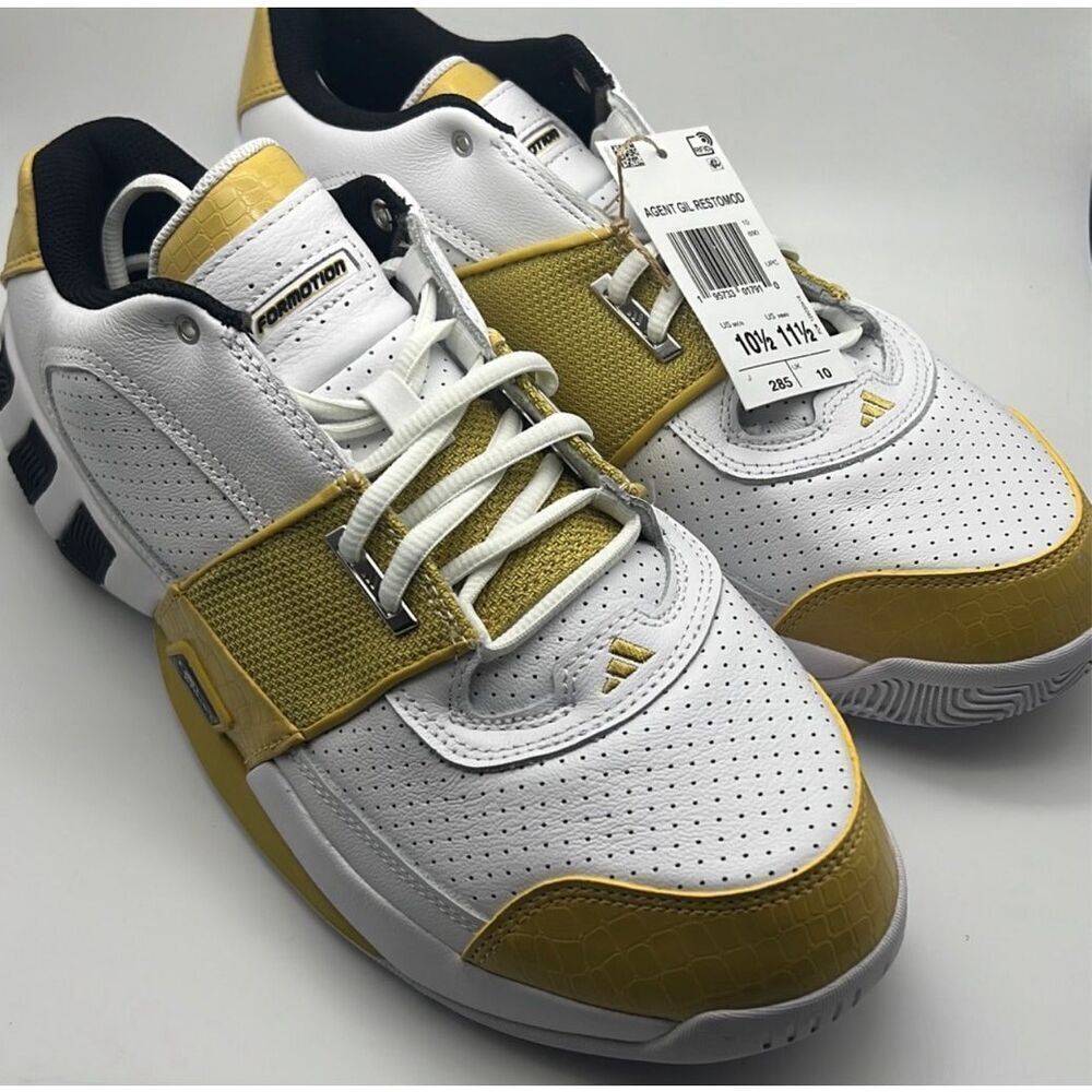 adidas Agent Gil Restomod White Pyrite Black Men's Basketball Shoe‎ NWB men 10.5